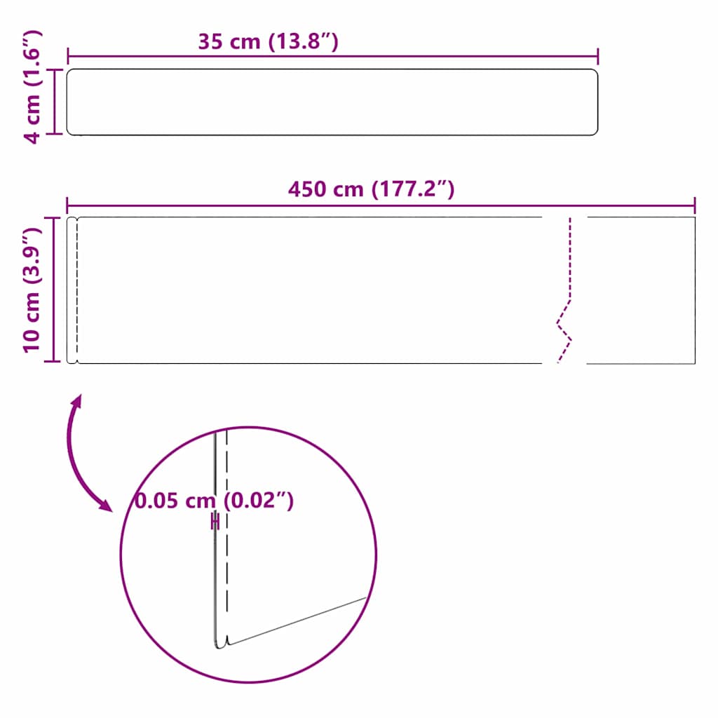 Tuinrand 4 st 450 x 0,05 x 10 cm Roestvrij staal Zilver