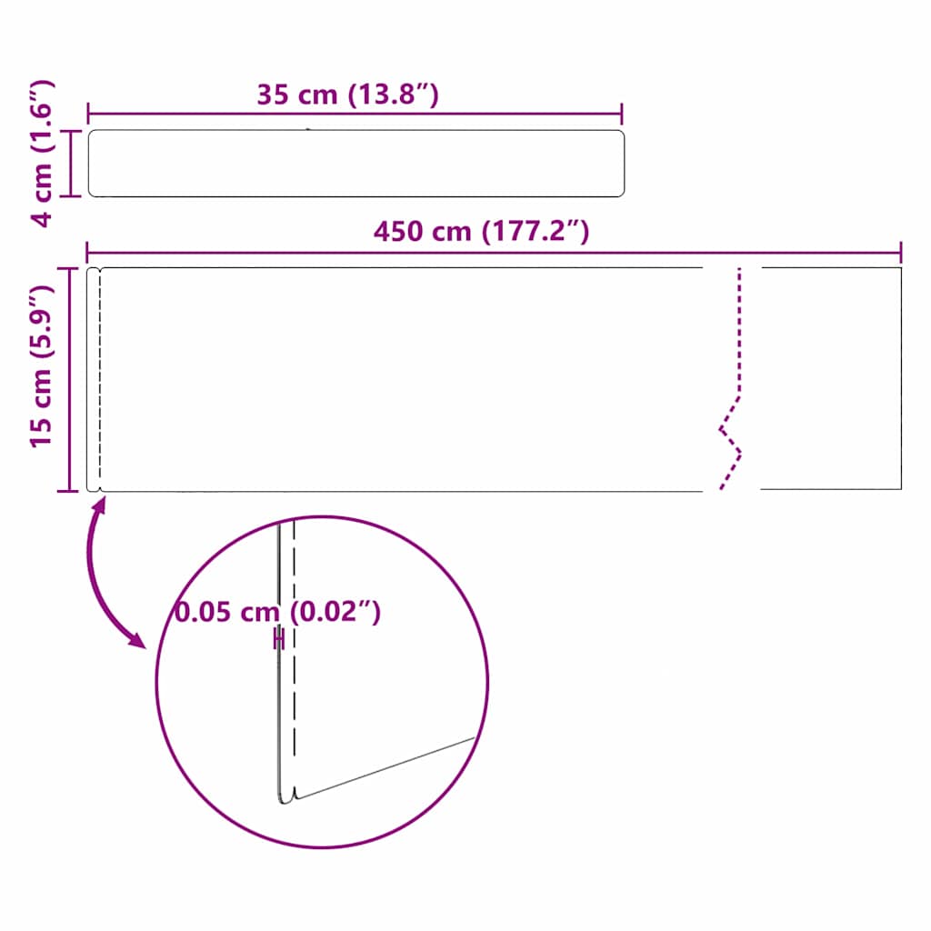 Tuinrand 450 x 0.05 x 15 cm Roestvrij staal Zilver