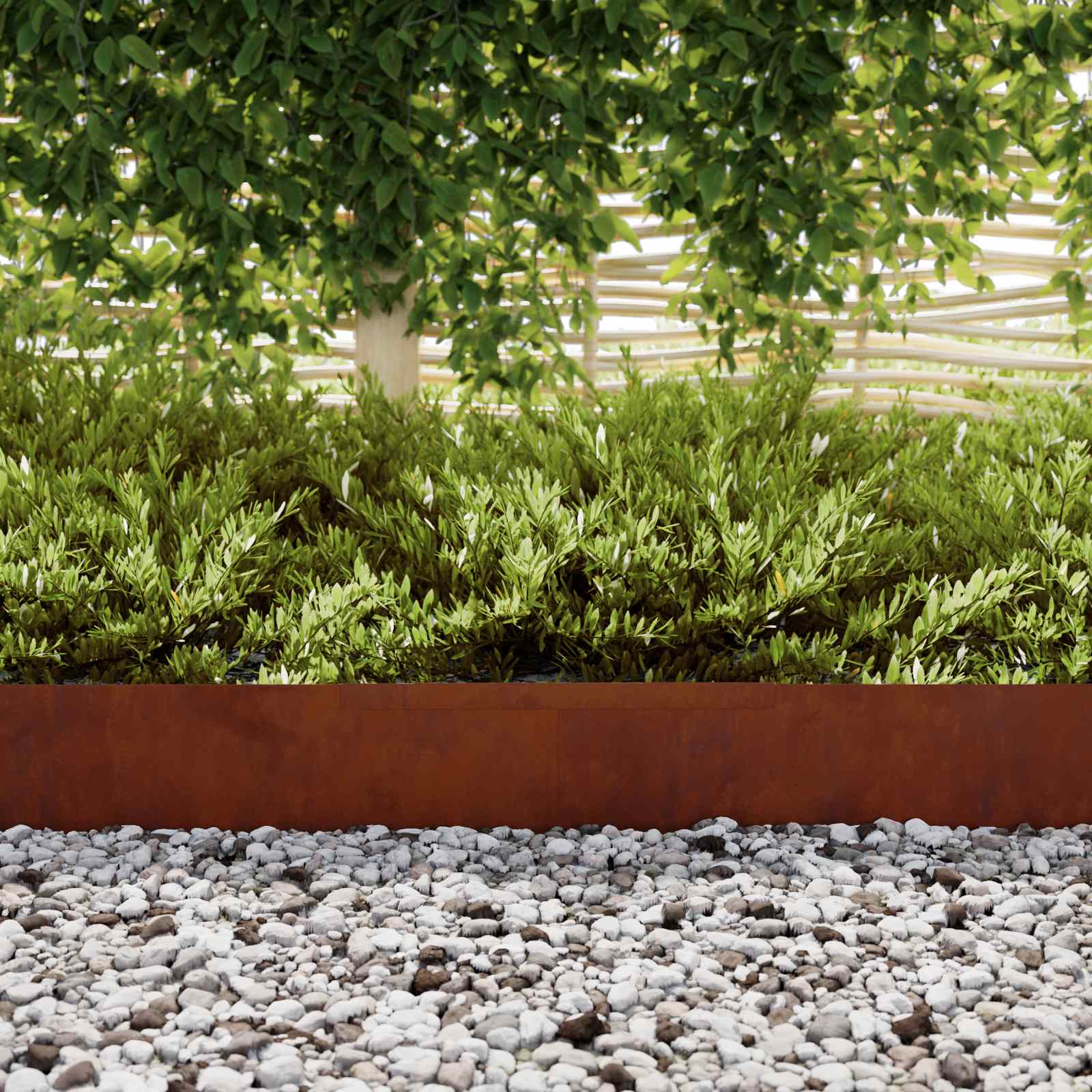Tuinrand 450 x 15 cm weervast staal Roestig