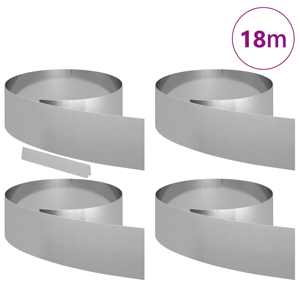 Tuinrand 4 st 450 x 20 cm Gegalvaniseerd staal Zilver