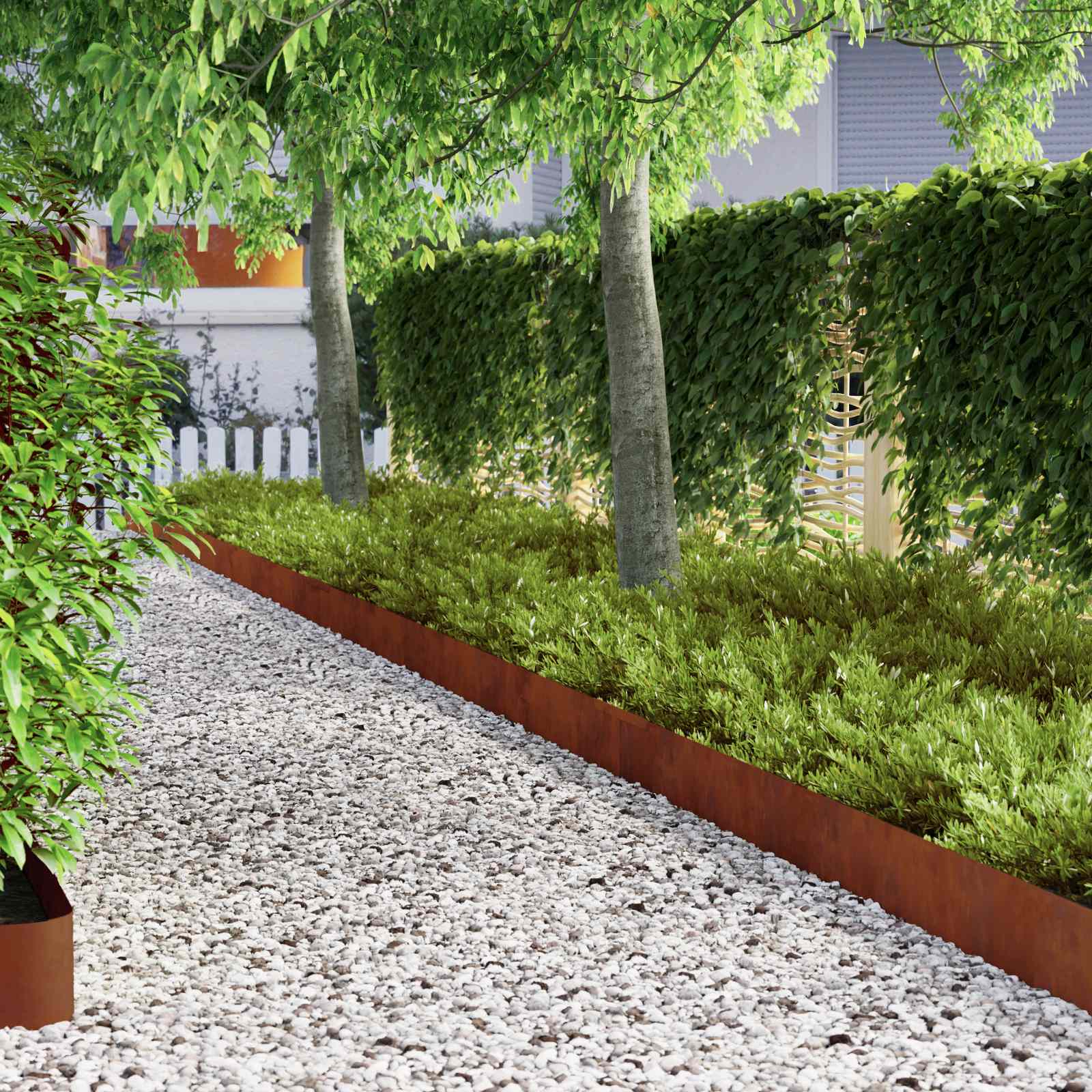 Tuinrand 450 x 20 cm weervast staal Roestig