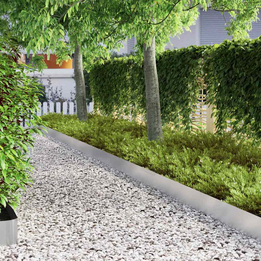 Tuinrand 450 x 25 cm Roestvrij staal Zilver