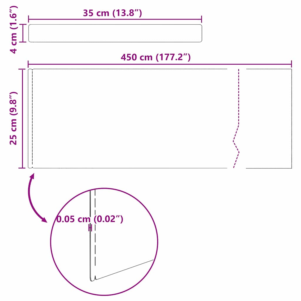 Tuinrand 450 x 25 cm Roestvrij staal Zilver