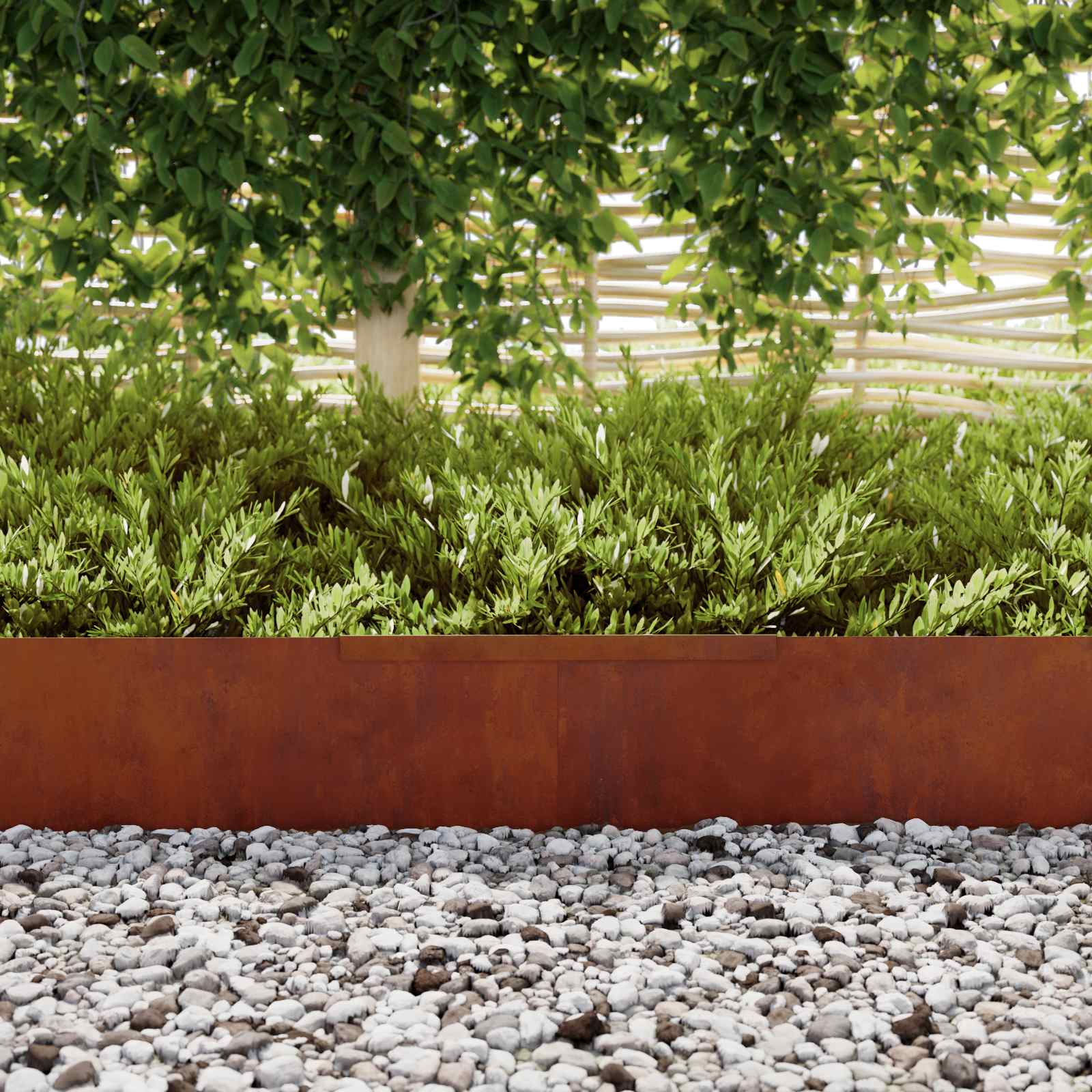 Tuinrand 4 st 450 x 0,05 x 25 cm weervast staal Roestig
