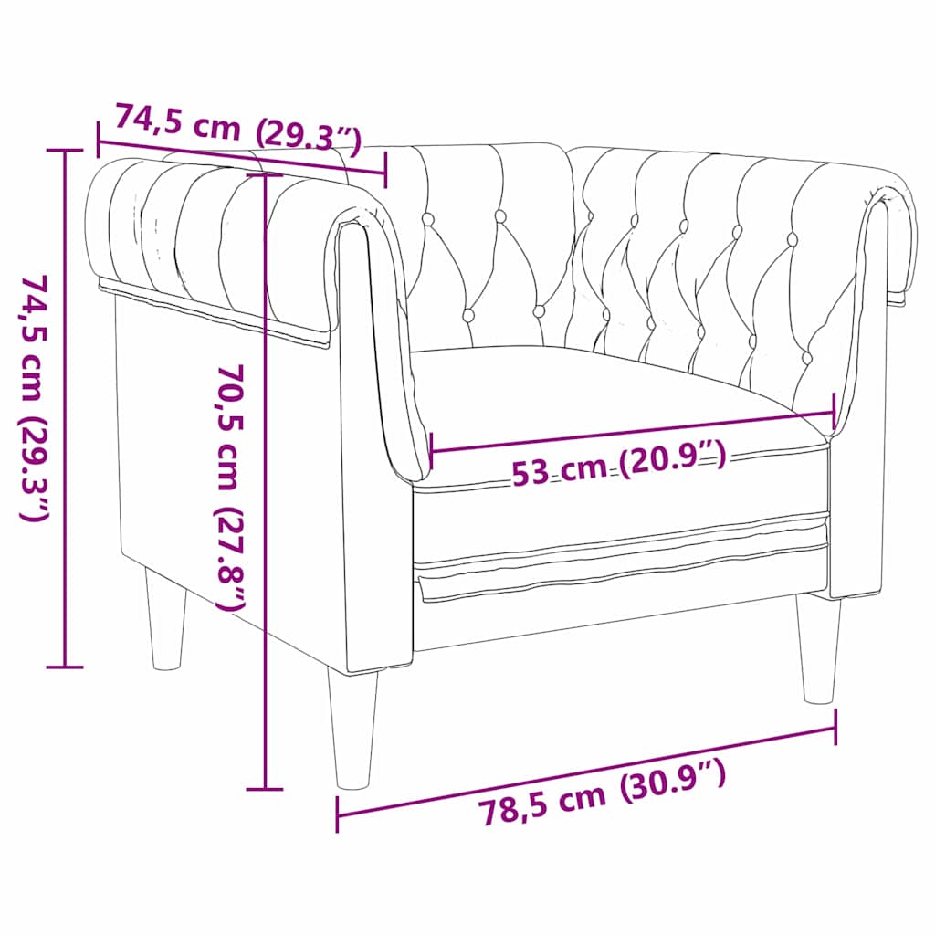 Bank Lichtgrijs 78,5 x 74,5 x 74,5 cm Polyester
