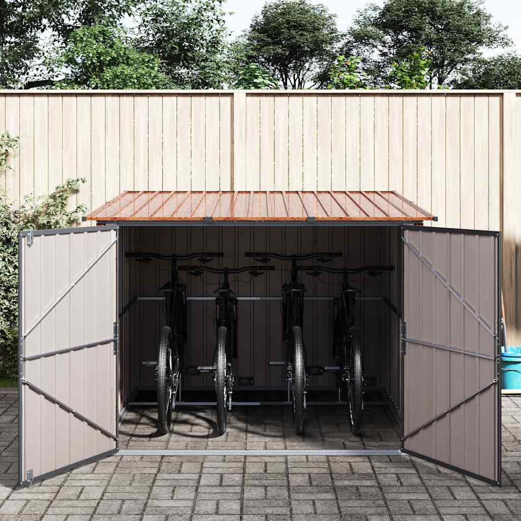Fietsschuurtje 3 st Bruin 216 x 207 x 158 cm Metaal