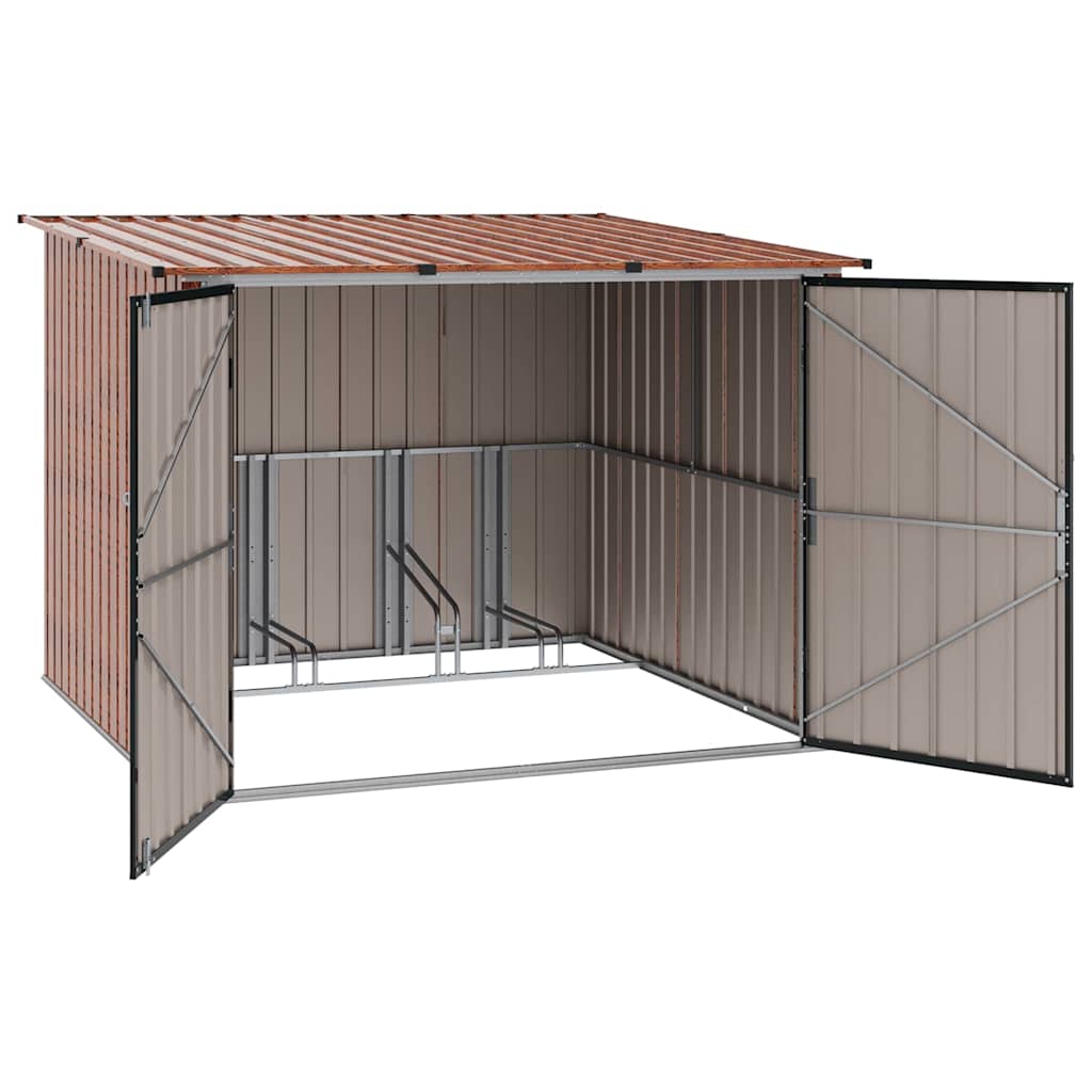 Fietsschuurtje 3 st Bruin 216 x 207 x 158 cm Metaal