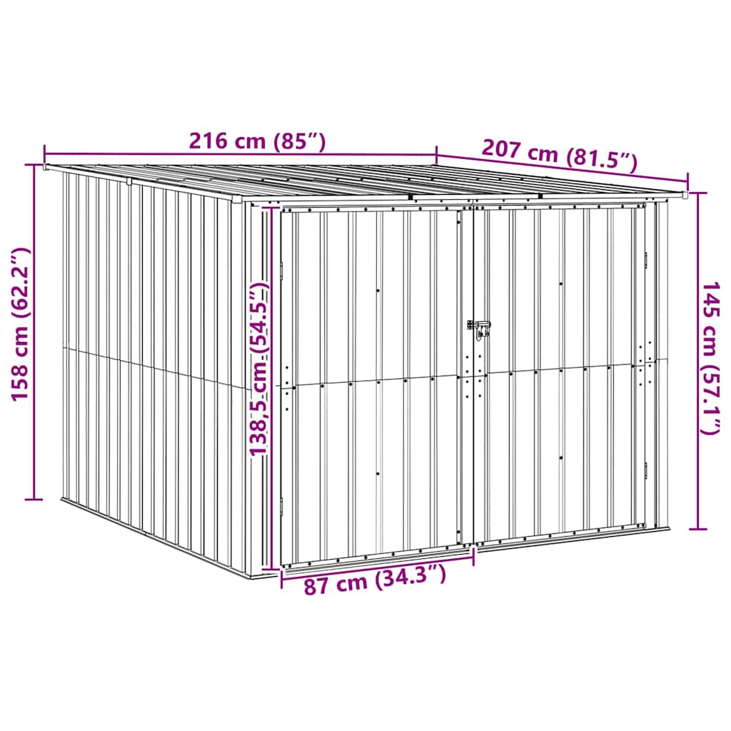 Fietsschuurtje 3 st Bruin 216 x 207 x 158 cm Metaal