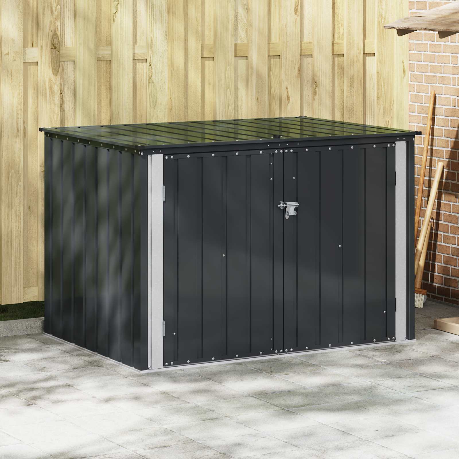 Tuinopslagdoos Zwart 151,5 x 107 x 100 cm Staal