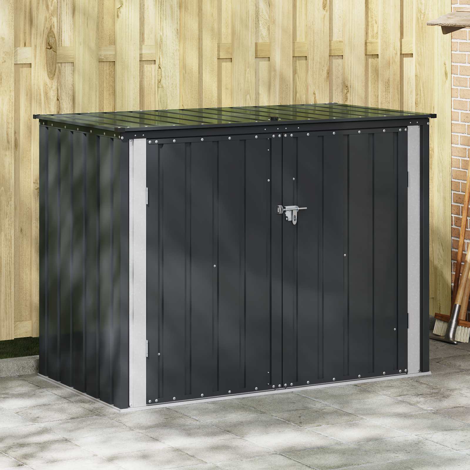 Tuinopslagdoos Zwart 151,5 x 82 x 110,5 cm Staal
