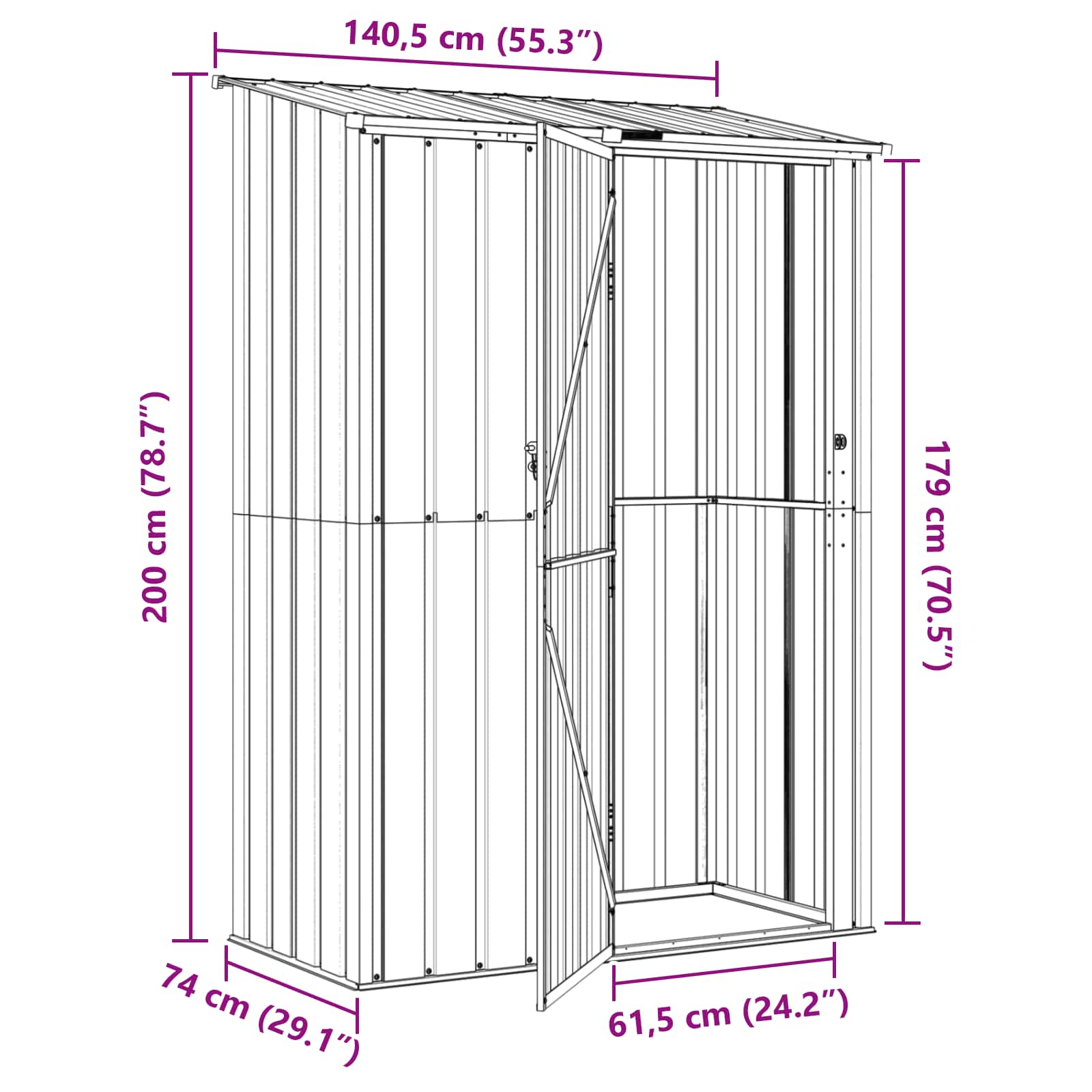 Tuinhuisjes Bruin 140,5 x 74 x 200 cm Metaal