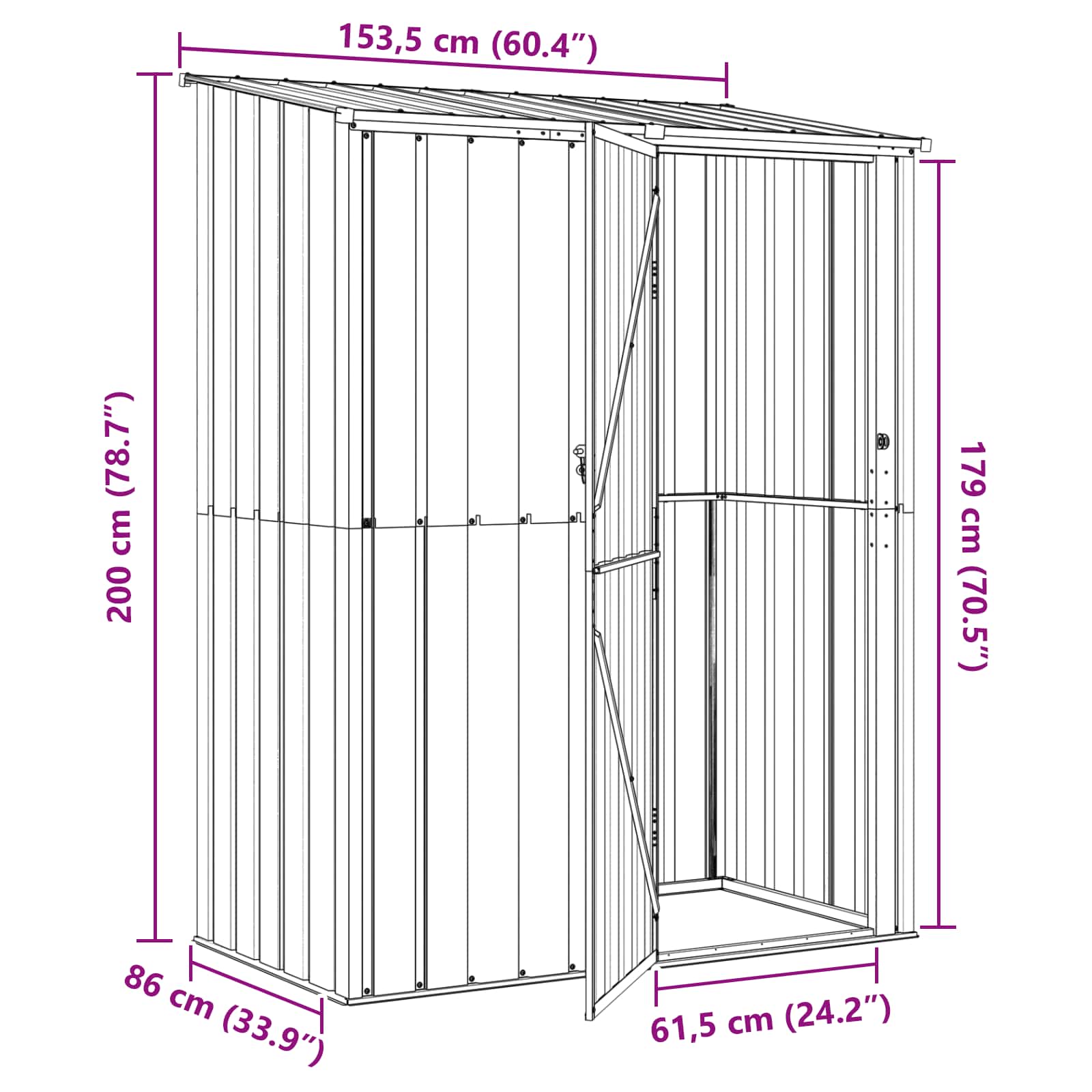 Tuinhuisjes Antraciet 153,5 x 86 x 200 cm Metaal