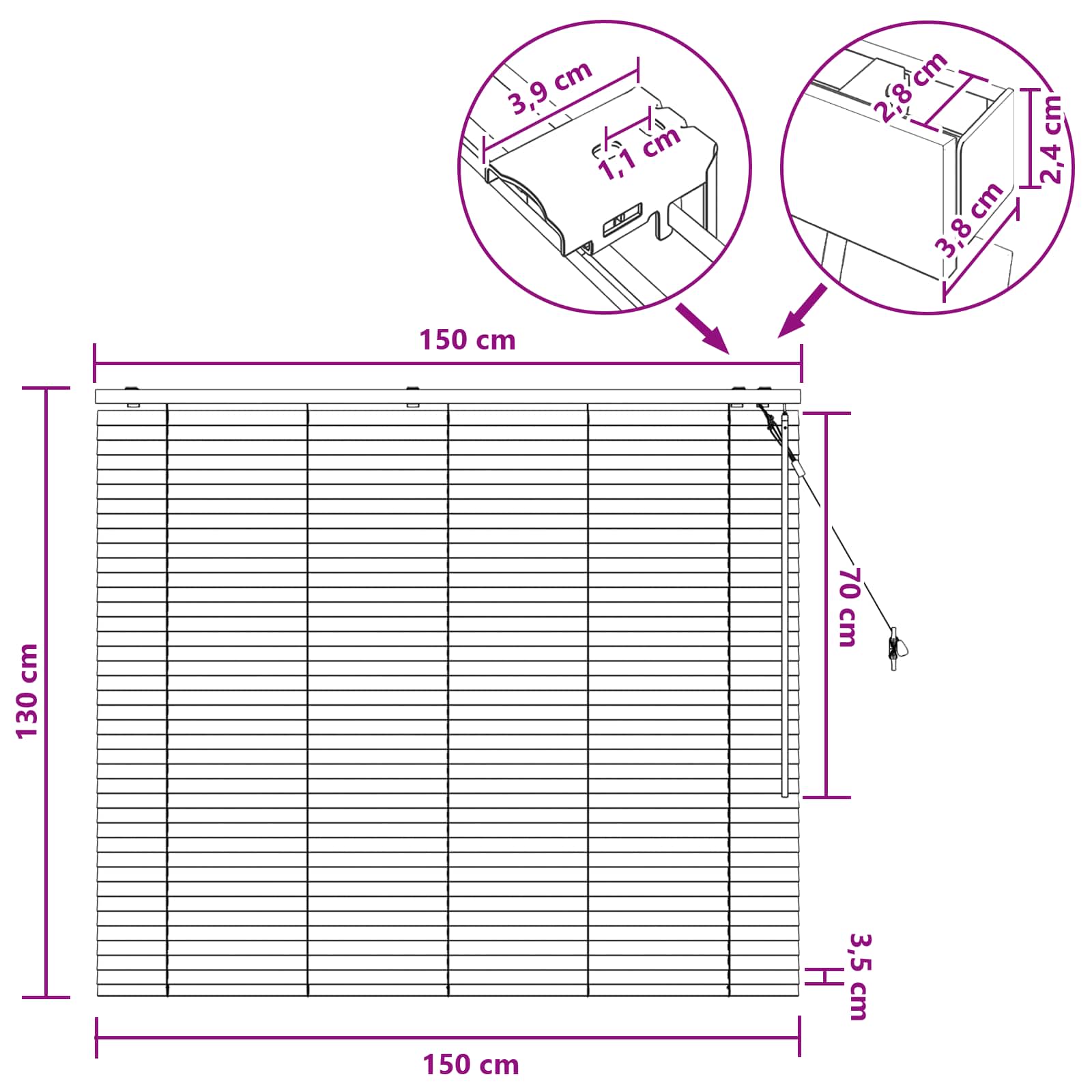 Venetiaanse jaloezie Eiken Look 150 x 130 cm 35 mm