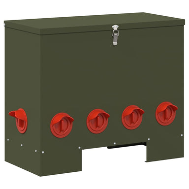 Kip voerbak Olijf Groen 60,5 x 29 x 51 cm Koudgewalst Staal