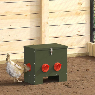 Kip voerbak Olijf Groen 40,5 x 25 x 38 cm Koudgewalst Staal