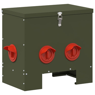 Kip voerbak Olijf Groen 40,5 x 25 x 38 cm Koudgewalst Staal