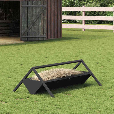 Voederbak voor vee Zwart 111 x 76 x 38 cm Koudgewalst Staal
