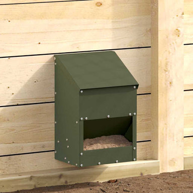 Kip voerbak Olijf Groen 21 x 16 x 33 cm Koudgewalst Staal
