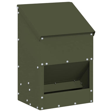 Kip voerbak Olijf Groen 21 x 16 x 33 cm Koudgewalst Staal