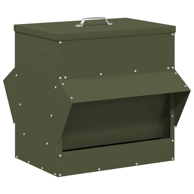 Kip voerbak Olijf Groen 40,5 x 45 x 41 cm Koudgewalst Staal