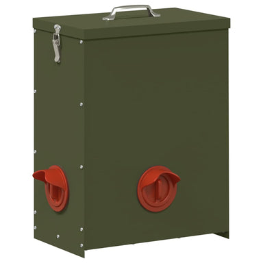 Kip voerbak Olijf Groen 32,5 x 20,5 x 43 cm Koudgewalst Staal