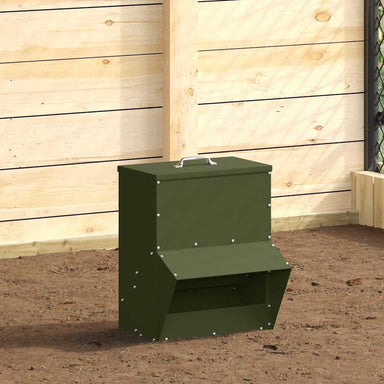 Kip voerbak Olijf Groen 20 x 25 x35 cm Koudgewalst Staal