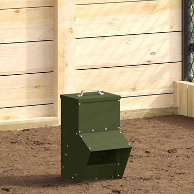 Kip voerbak Olijf Groen 20 x 25 x35 cm Koudgewalst Staal