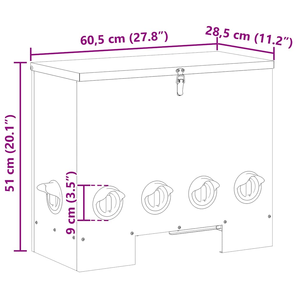 Kip voerbak 2 Olijf Groen 60,5 x 29 x 51 cm 25 kg
