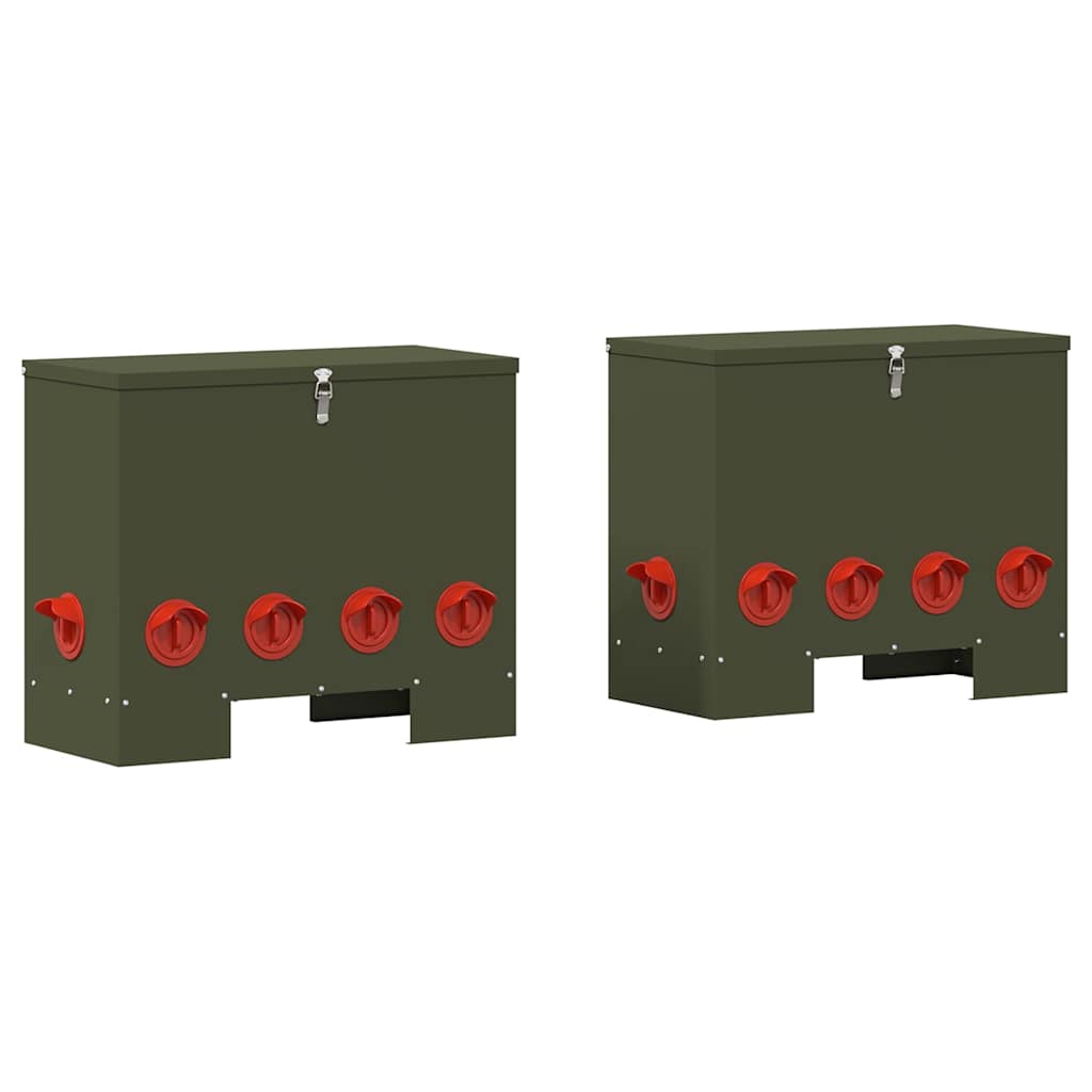 Kip voerbak 2 Olijf Groen 60,5 x 29 x 51 cm 25 kg