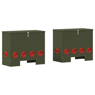 Kip voerbak 2 Olijf Groen 60,5 x 29 x 51 cm 25 kg