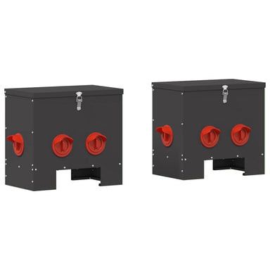 Kip voerbak 2 Zwart 40,5 x 25 x 38 cm 20 kg Koudgewalst Staal