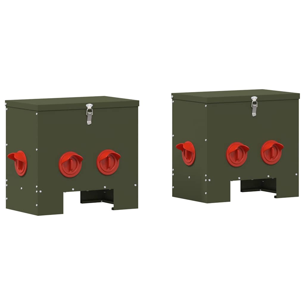 Kip voerbak 2 Olijf Groen 40,5 x 25 x 38 cm 20 kg