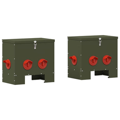 Kip voerbak 2 Olijf Groen 40,5 x 25 x 38 cm 20 kg