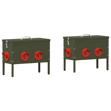 Kip voerbak 2 Olijf Groen 41,5 x 20,5 x 33 cm 15 kg