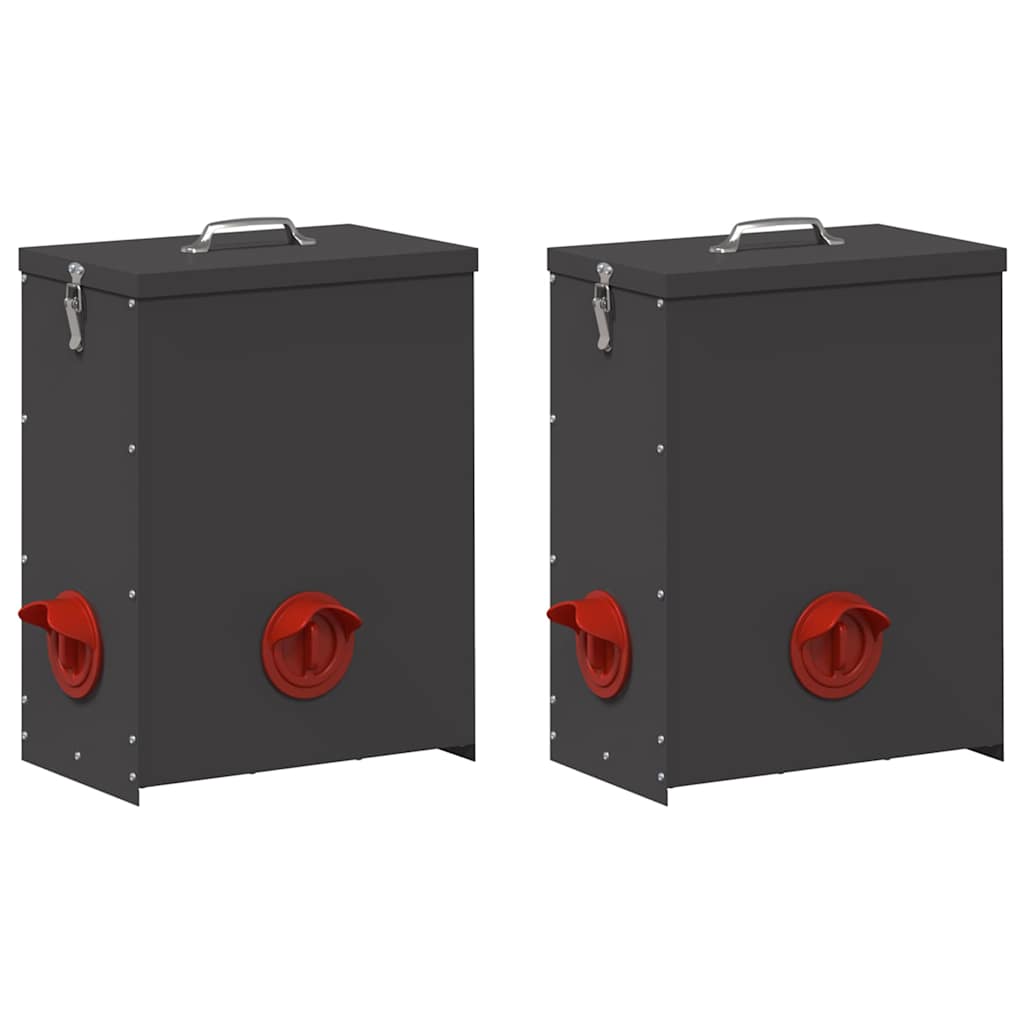 Kip voerbak 2 Zwart 32,5 x 20,5 x 43 cm 25 kg Koudgewalst Staal