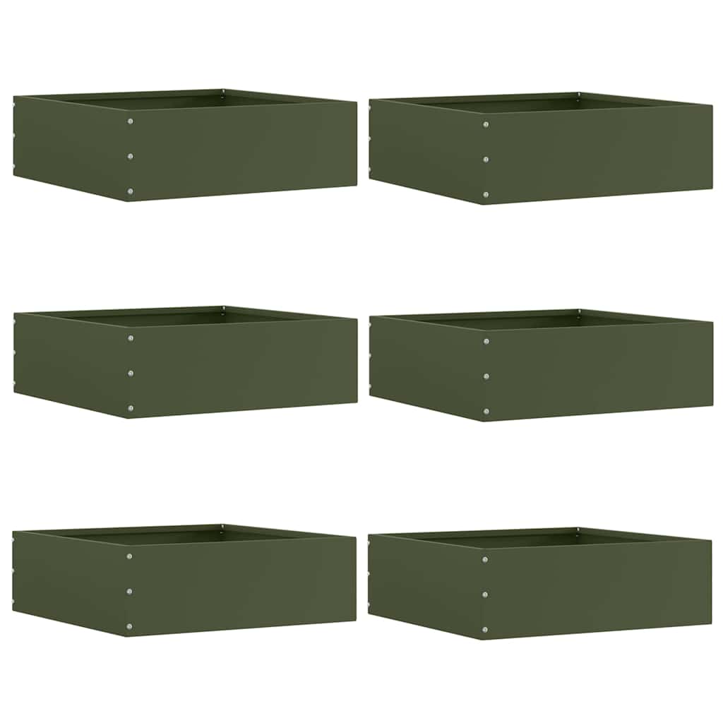 Tuinrand 6 st 40 x 40 x 13 cm Staal Olijf Groen