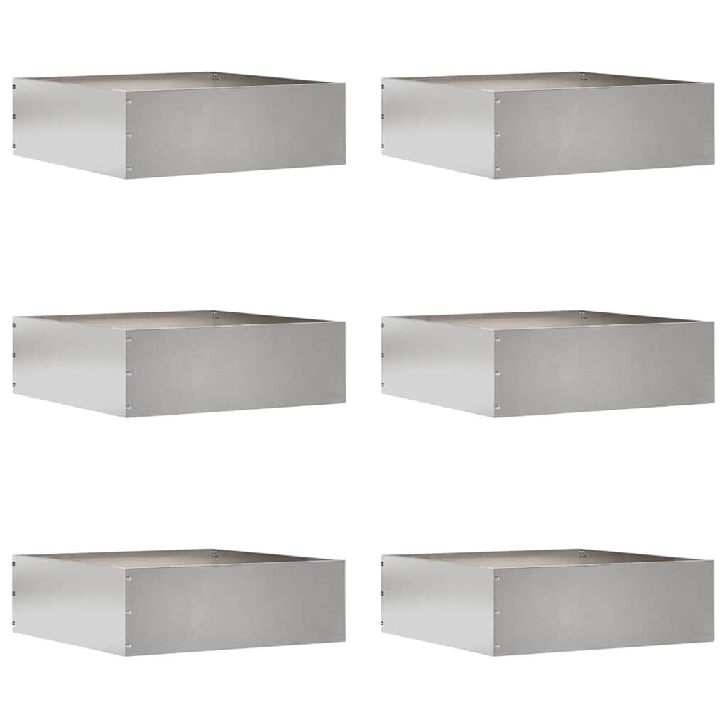 Tuinrand 6 st 40 x 40 x 13 cm Roestvrij staal Zilver