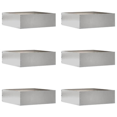 Tuinrand 6 st 40 x 40 x 13 cm Roestvrij staal Zilver