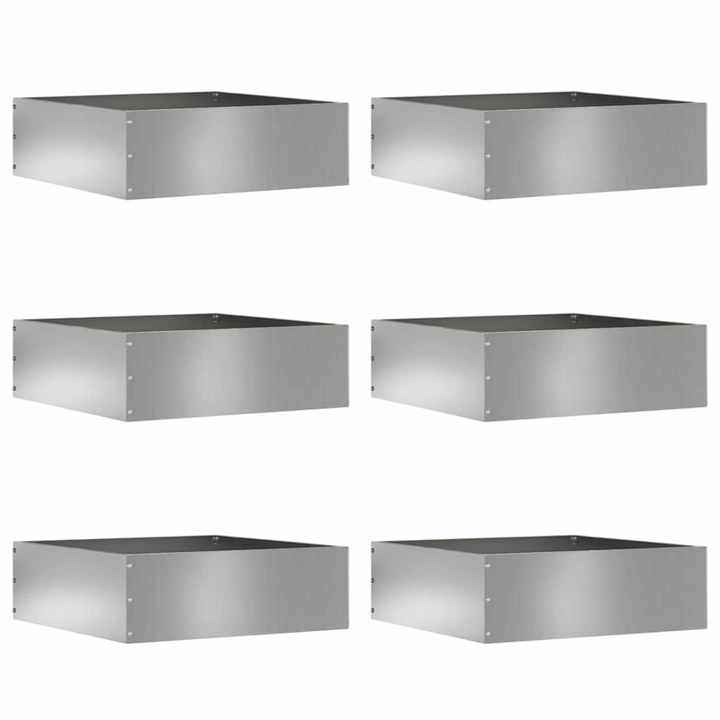 Tuinrand 6 st 40 x 40 x 13 cm Gegalvaniseerd staal Zilver