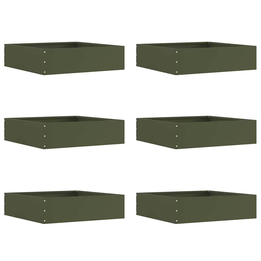 Tuinrand 6 st 50 x 50 x 13 cm Staal Olijf Groen