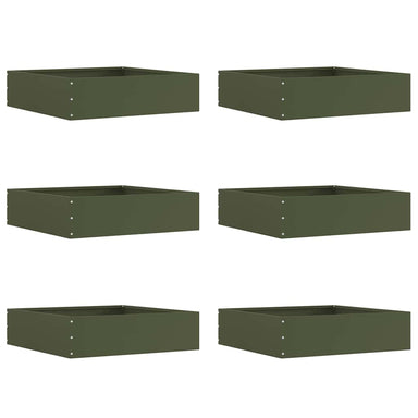 Tuinrand 6 st 50 x 50 x 13 cm Staal Olijf Groen
