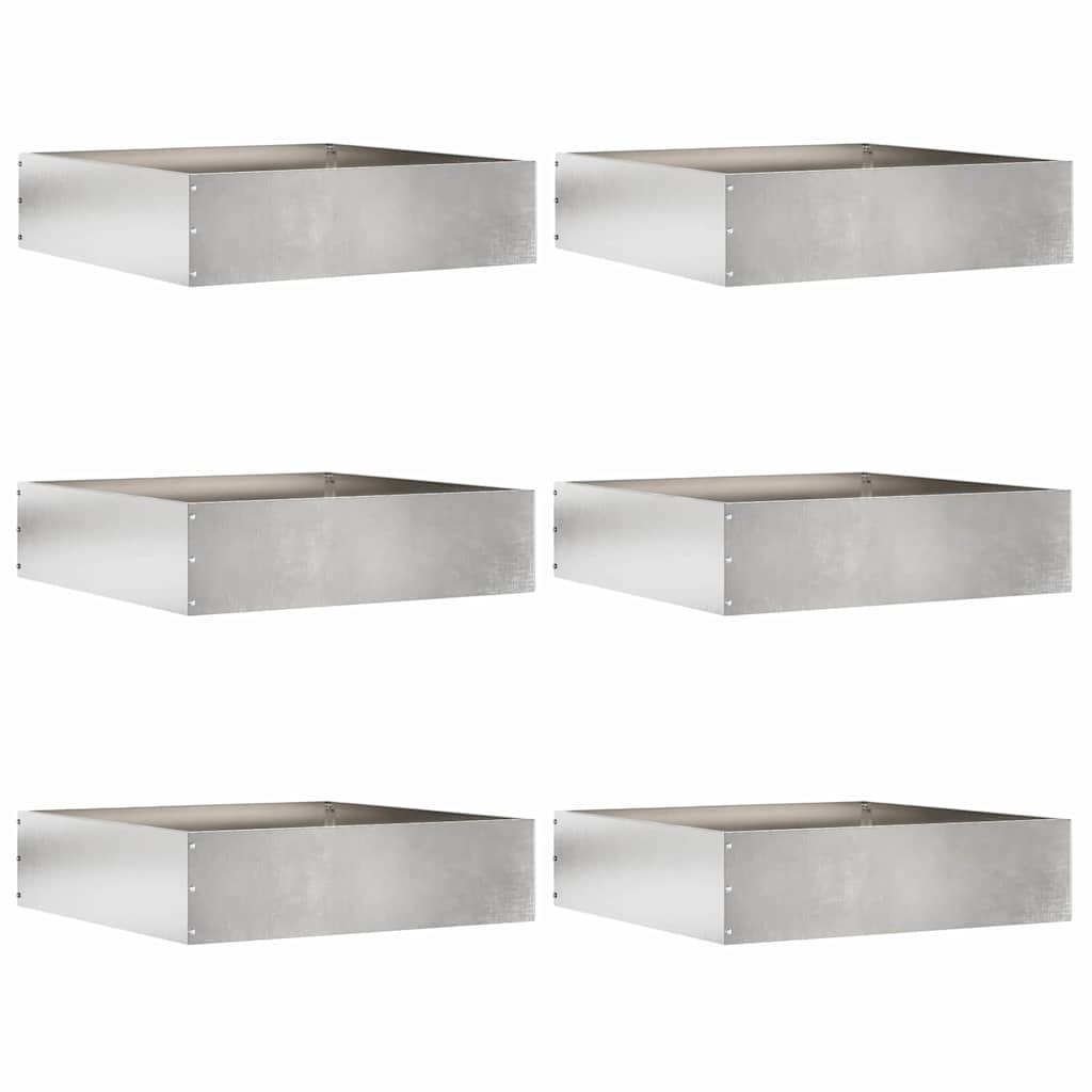 Tuinrand 6 st 50 x 50 x 13 cm Roestvrij staal Zilver