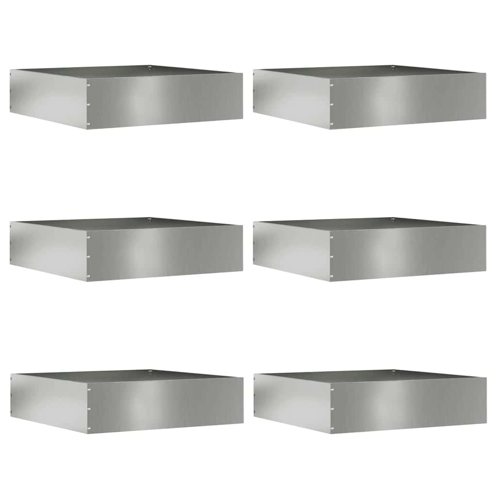 Tuinrand 6 st 50 x 50 x 13 cm Gegalvaniseerd staal Zilver