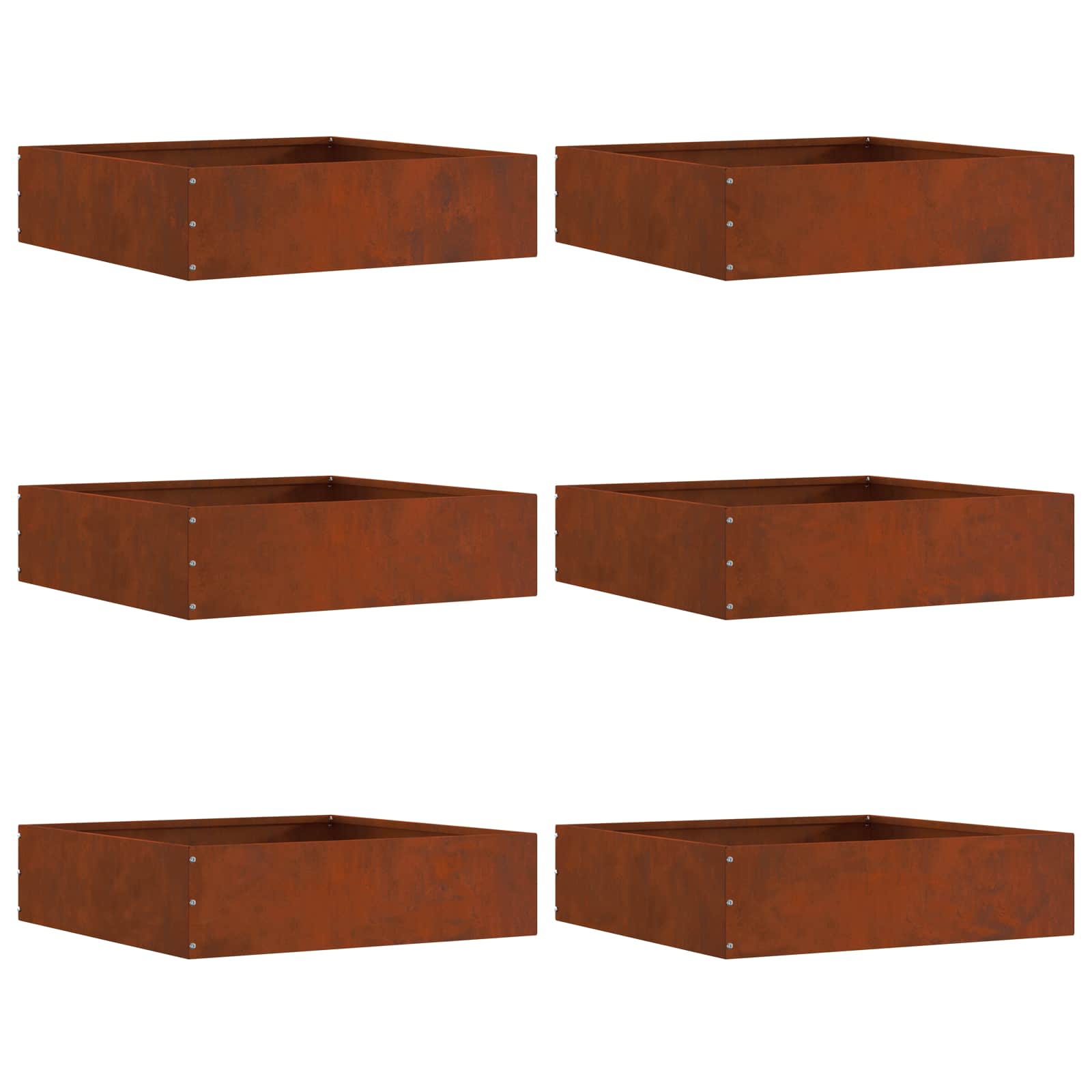 Tuinrand 6 st 50 x 50 x 13 cm Cortenstaal Roestig