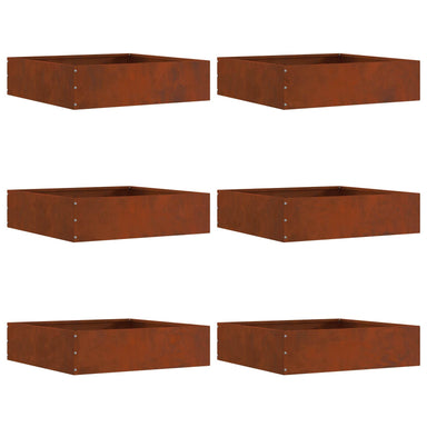 Tuinrand 6 st 50 x 50 x 13 cm Cortenstaal Roestig