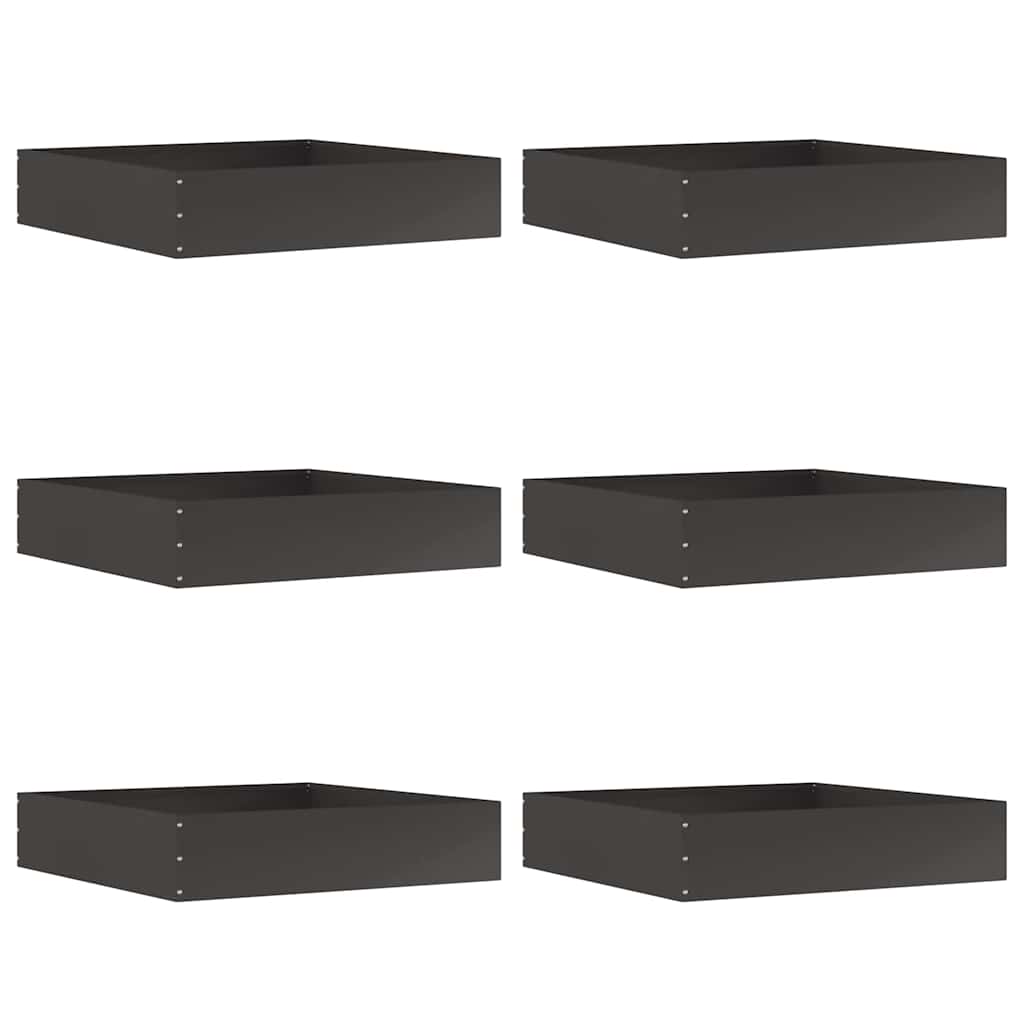 Tuinrand 6 st 60 x 60 x 13 cm Staal Zwart