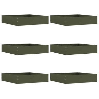 Tuinrand 6 st 60 x 60 x 13 cm Staal Olijf Groen