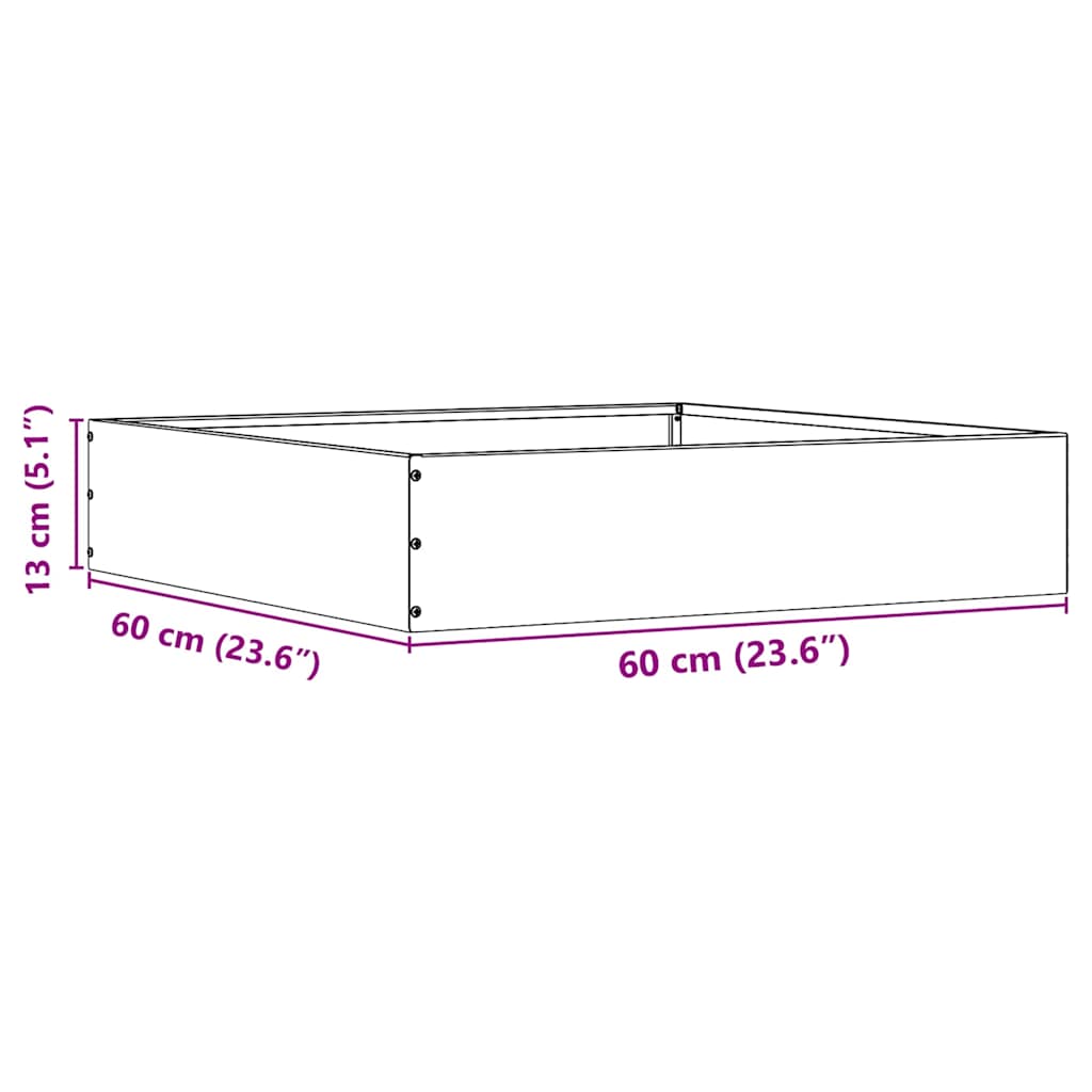 Tuinrand Zilver 60 x 60 x 13 cm Roestvrij staal