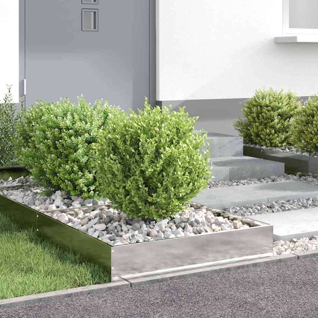 Tuinrand 6 st 60 x 60 x 13 cm Roestvrij staal Zilver