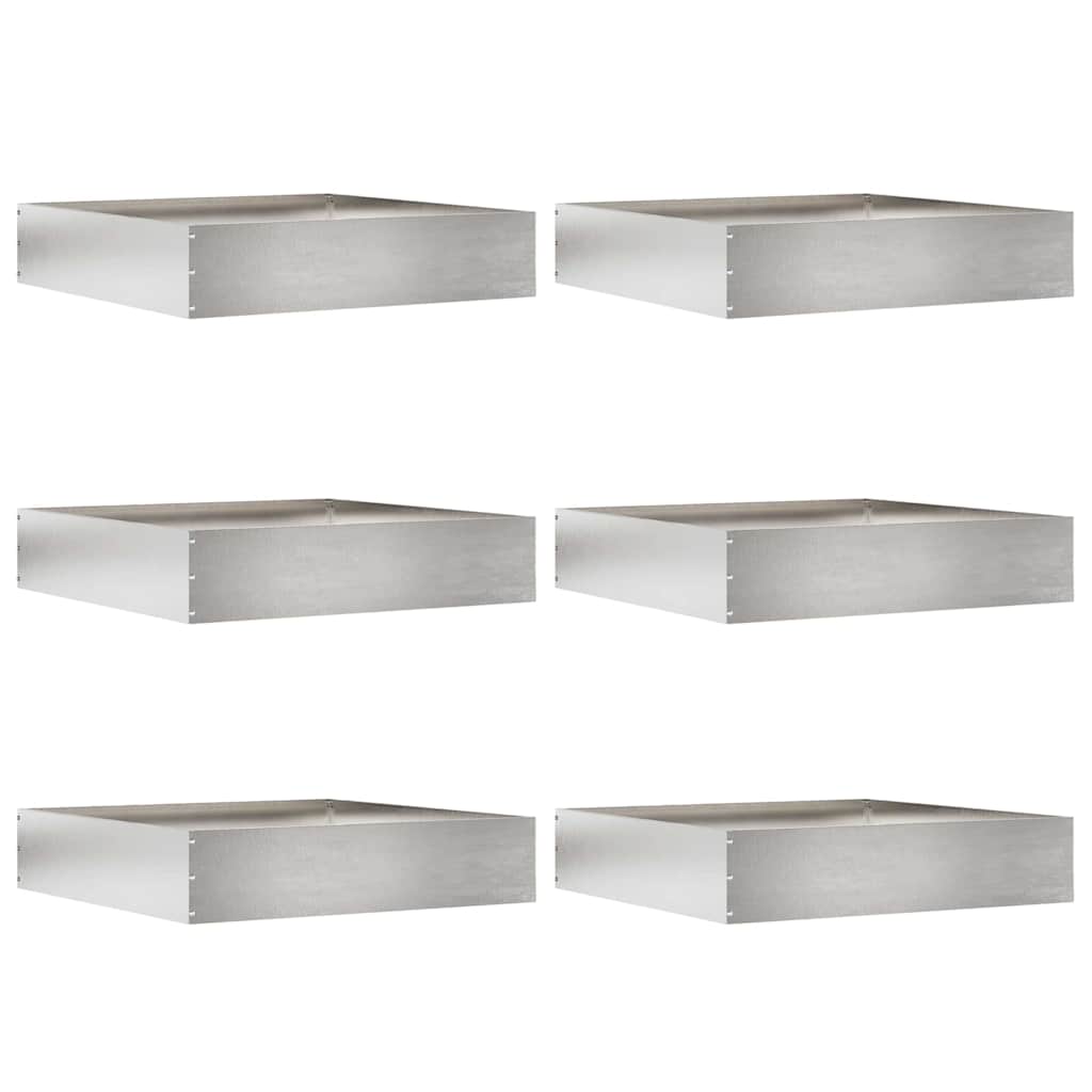 Tuinrand 6 st 60 x 60 x 13 cm Roestvrij staal Zilver